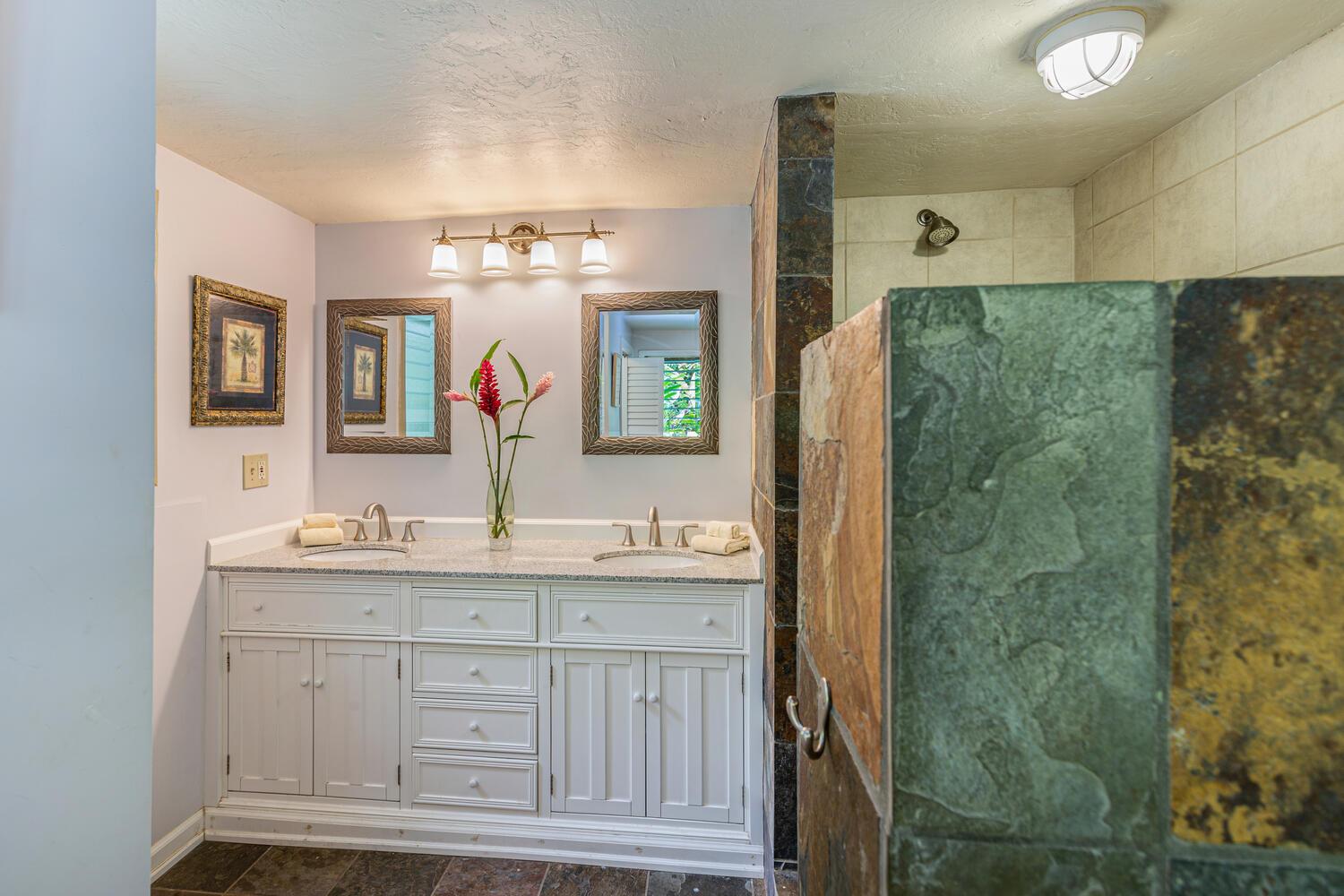 Master bathroom has double sinks