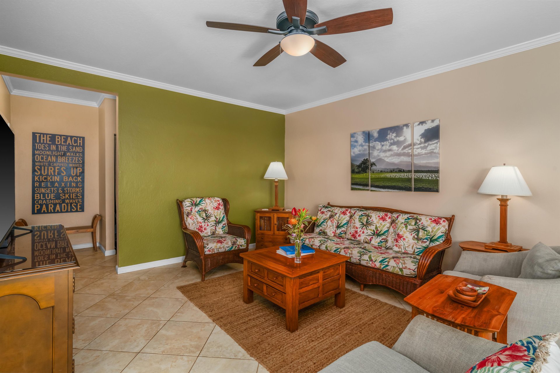 Living Area with Hawaiian style furniture