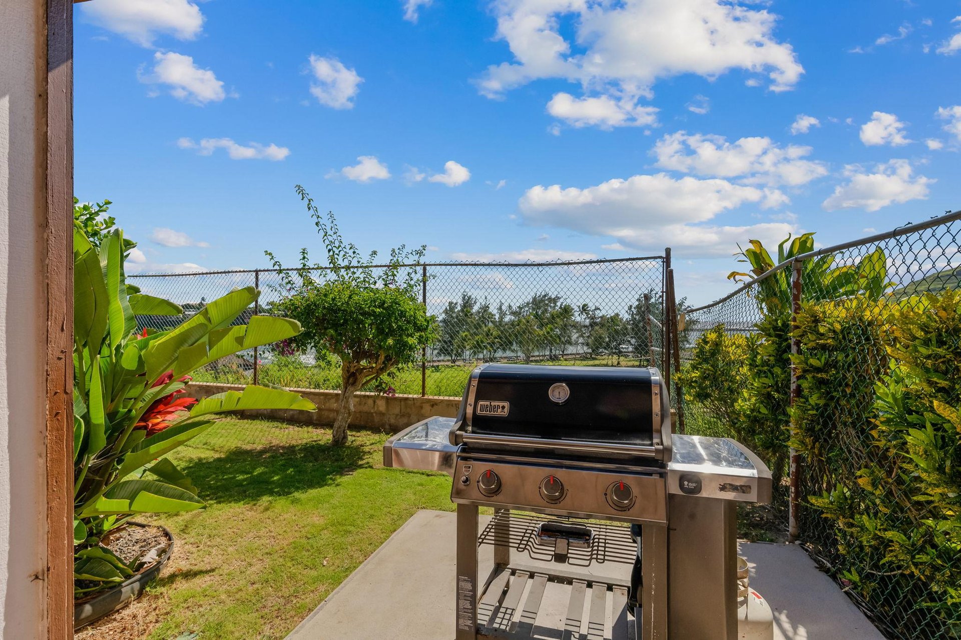 BBQ grill by pool area