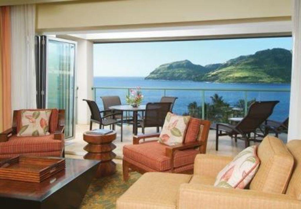 View from inside condo with the folding doors open