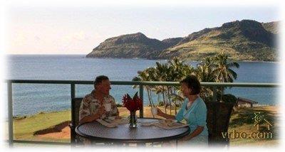 Breakfast on lanai watching boats, whales, golfers