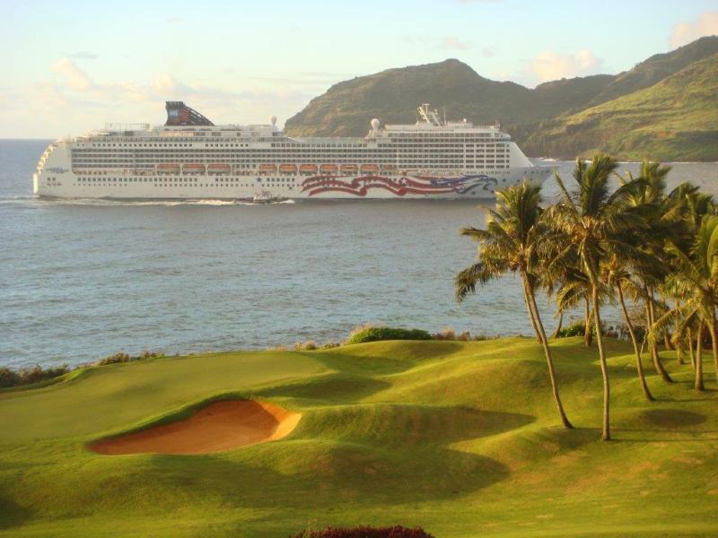 View of cruise ship from our lanai