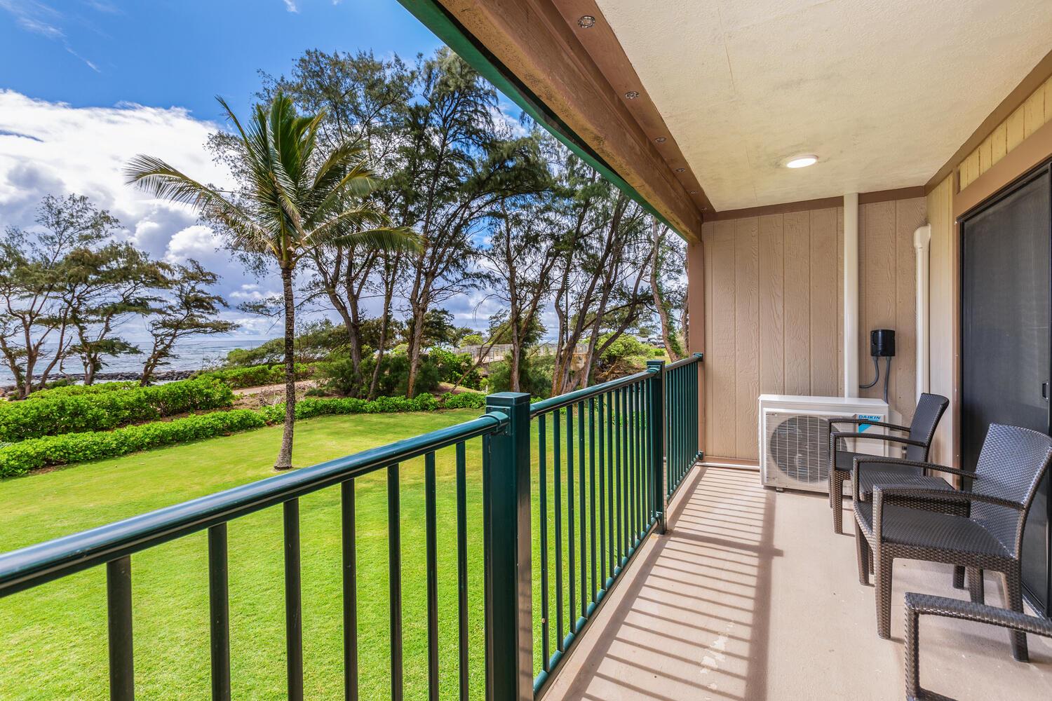 Enjoy listening to the sounds of the waves on the lanai
