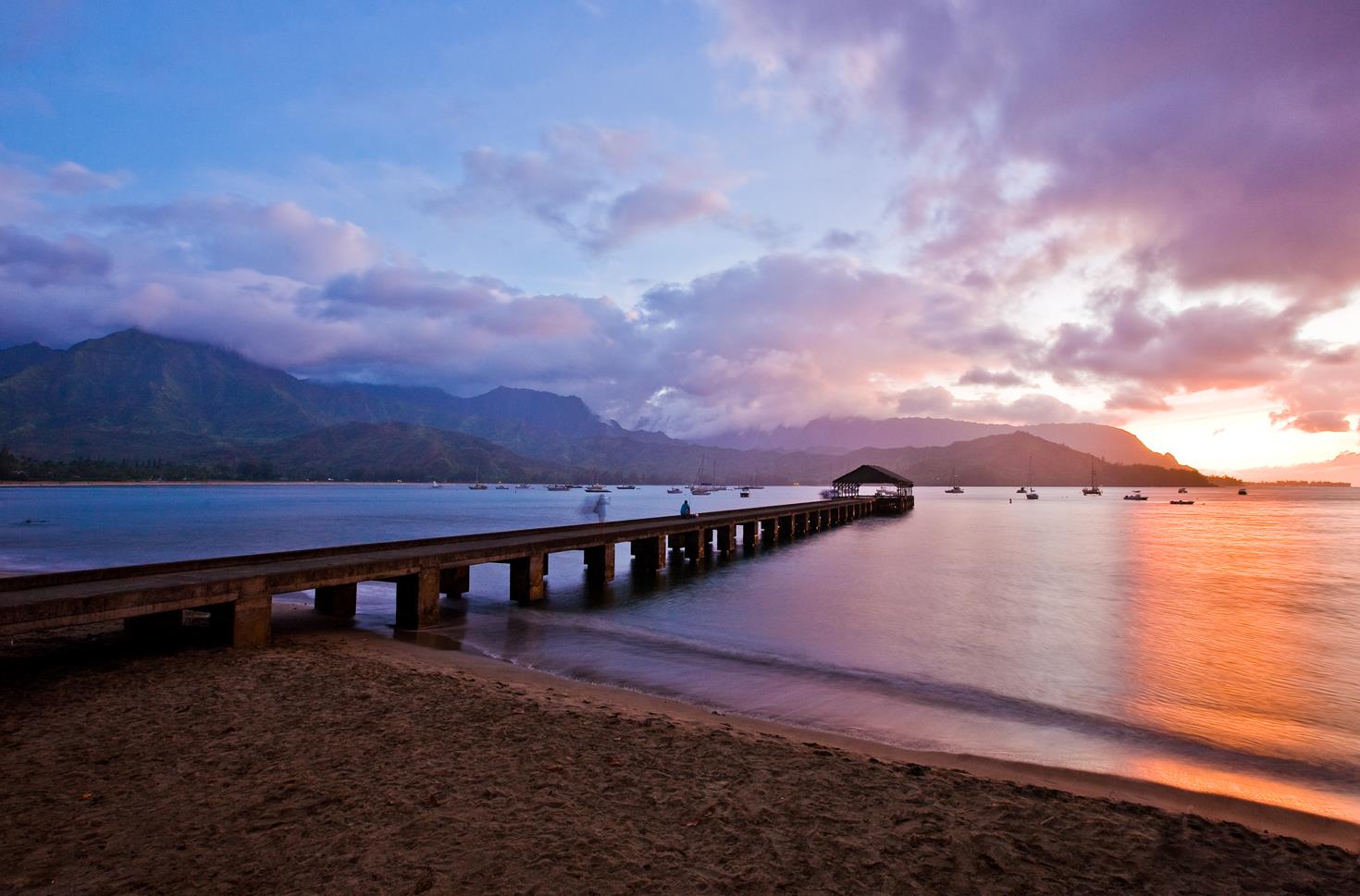 Hanalei Pier at sunset ... Credit HTA  Tor Johnson