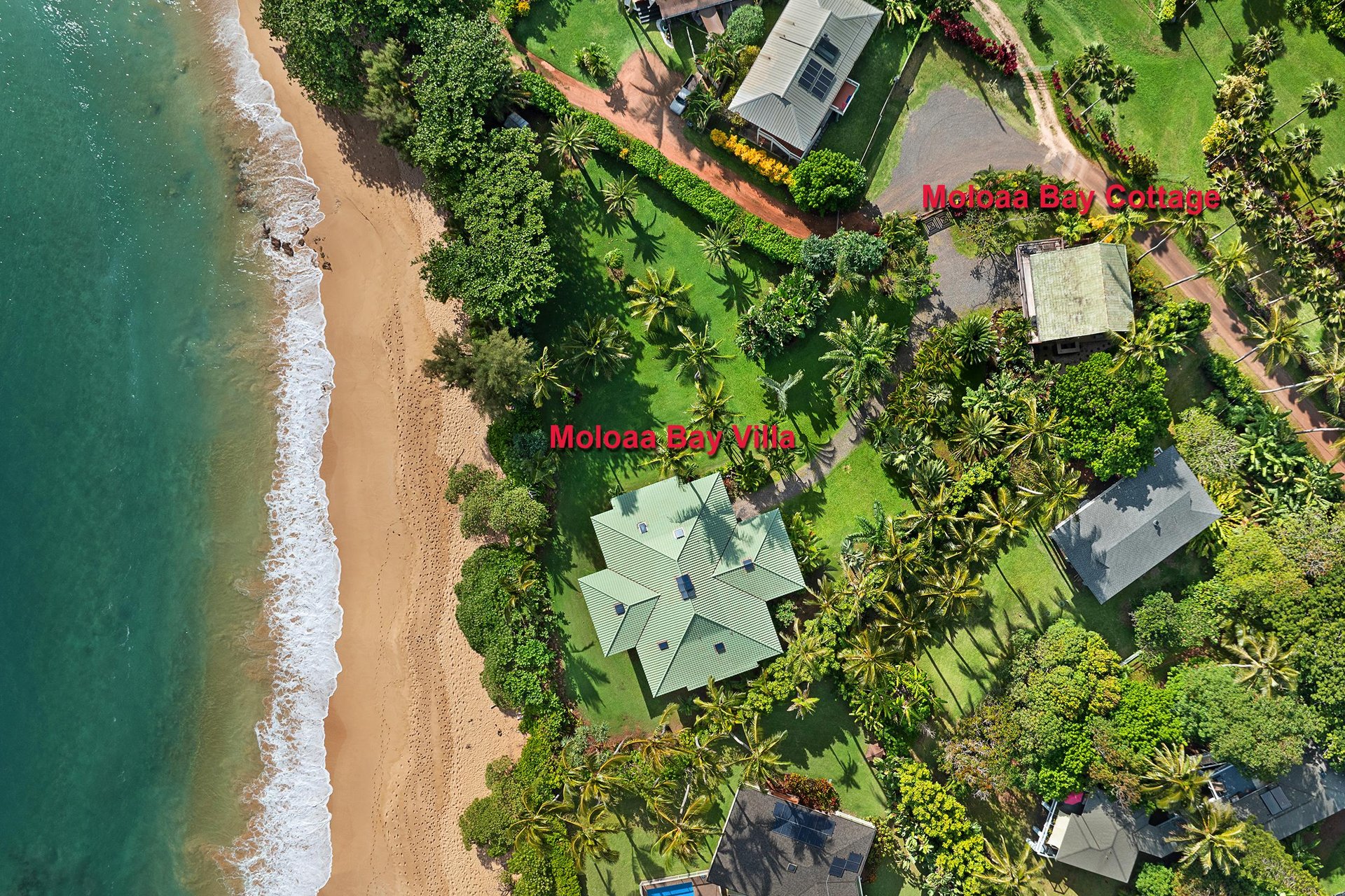Aerial view of Cottage to Moloaa Bay