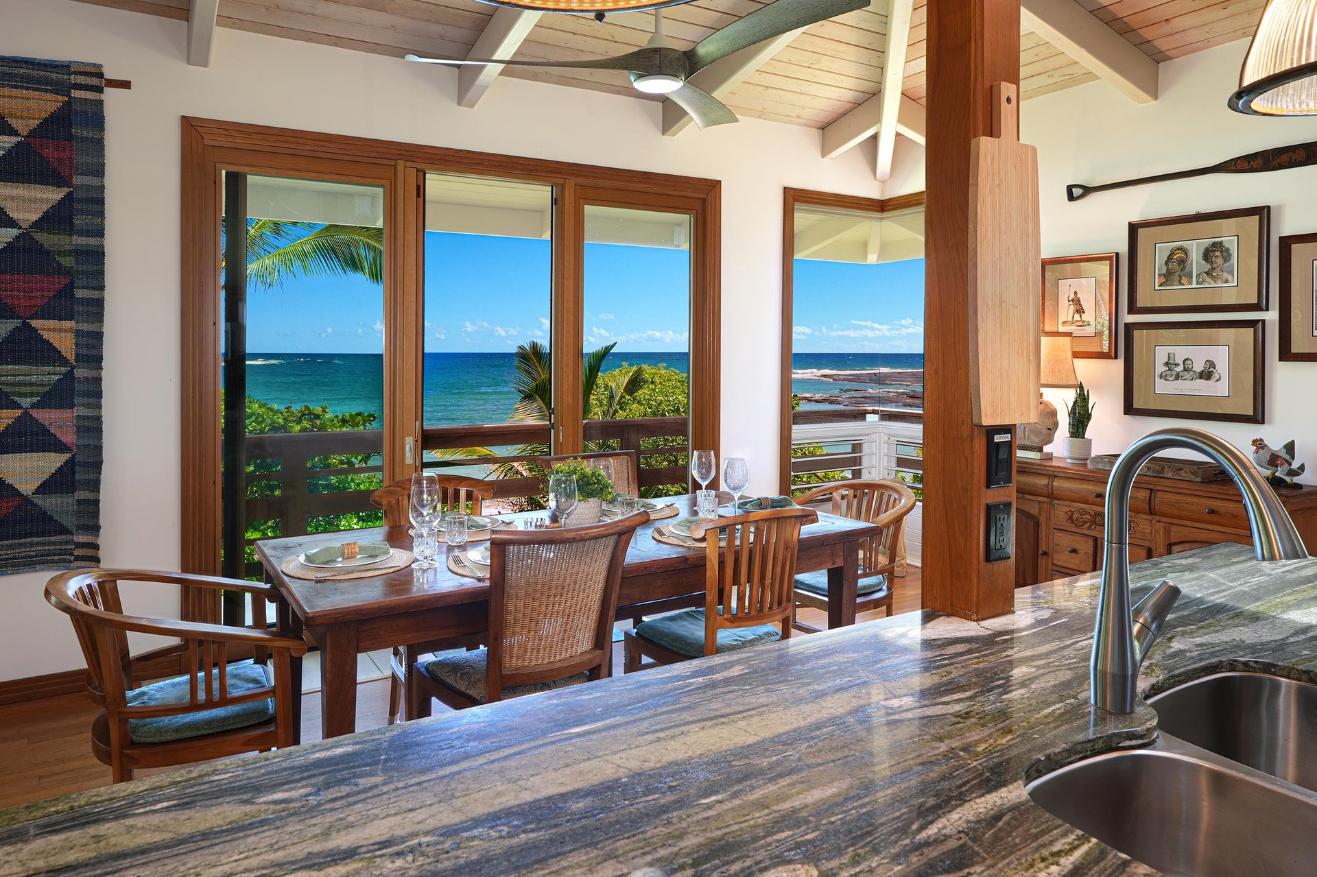 Prepare your meals while enjoying the serene ocean view