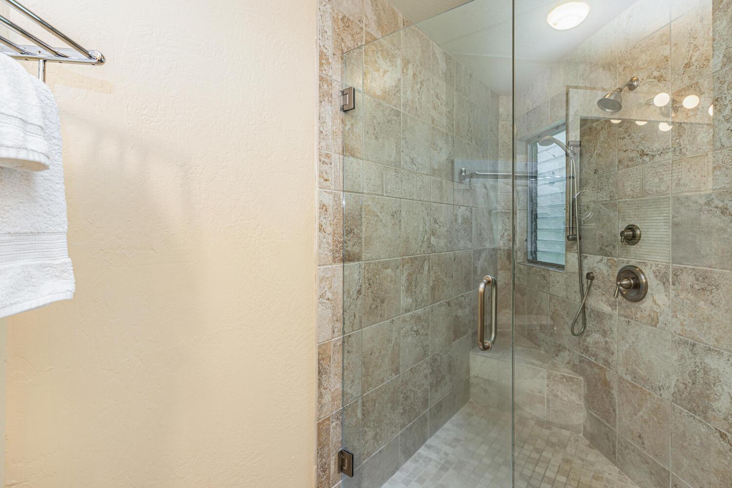 Second master bath has walkin shower