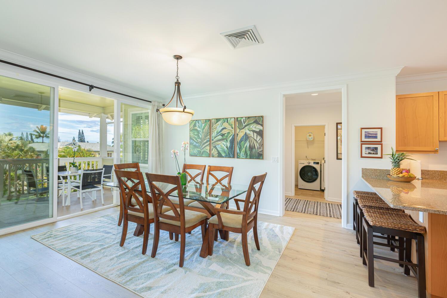 Enjoy home cooked meals inside or out on the lanai