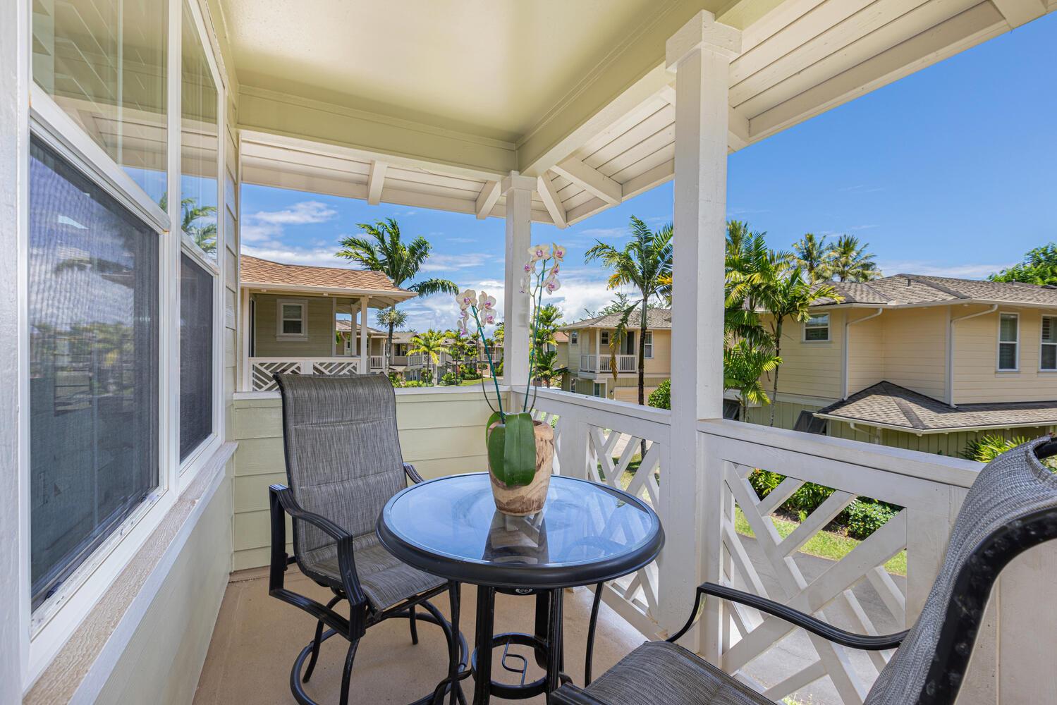 Intimate table for two on this cozy lanai