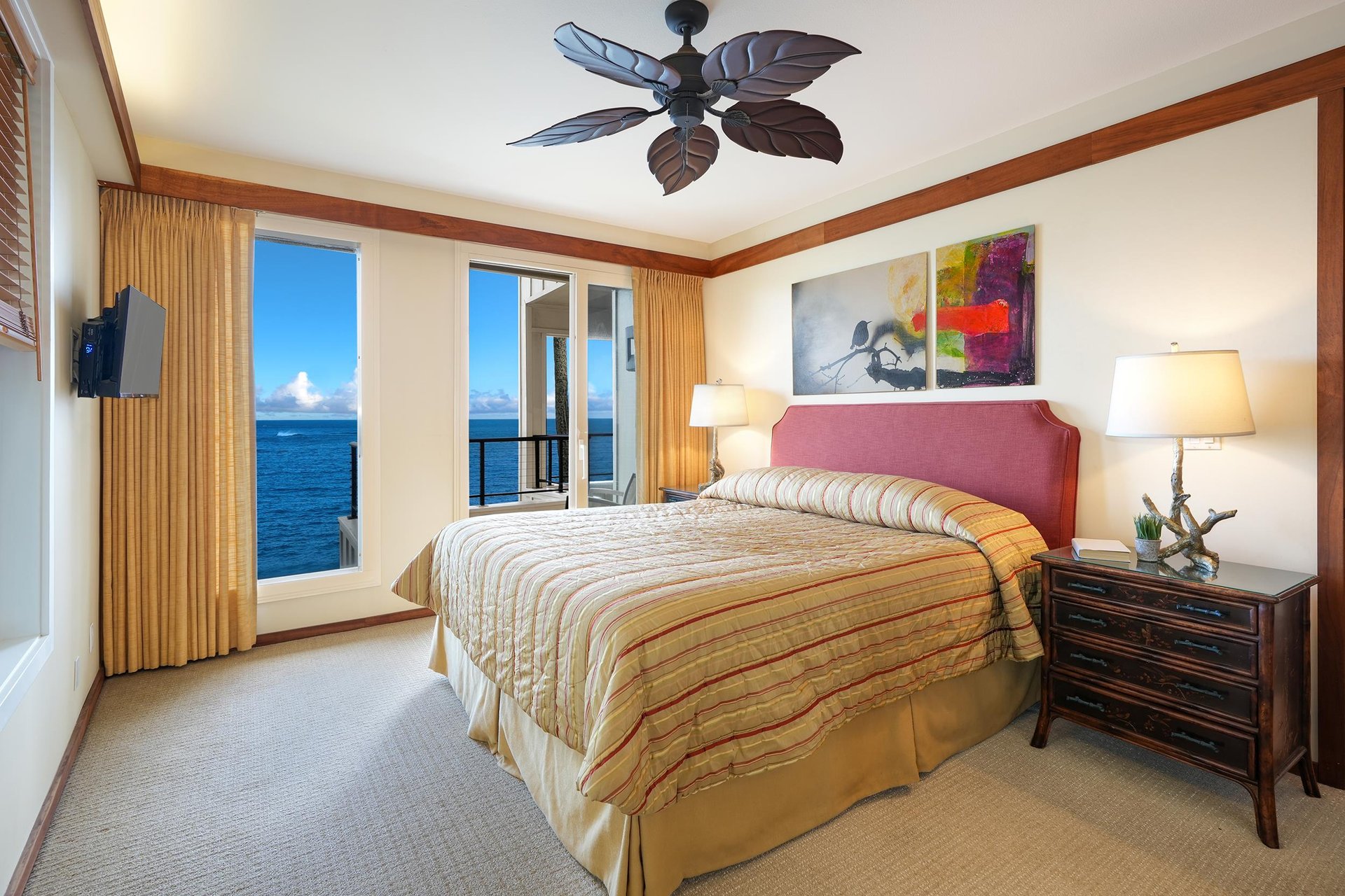 Enjoy the ocean view from your bed or out on the lanai
