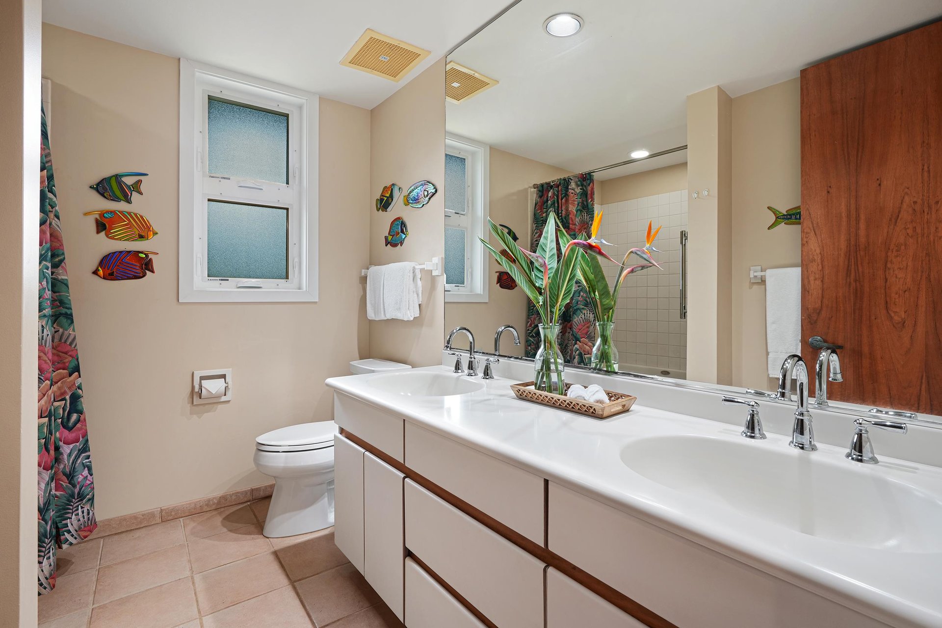 Master bathroom has double sink vanity