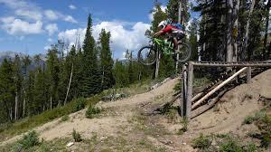 a person riding a bike on a wooden bridge
