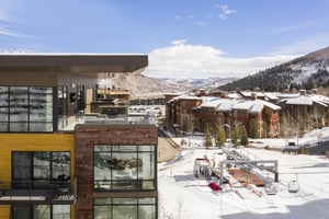 True skiinskiout at Canyons Village, Lift 601 overlooks Sunrise ski lift