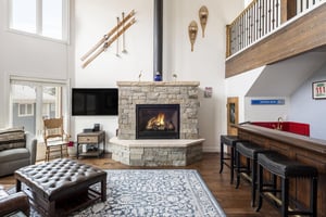 Cozy stovepipe fireplace in the living room