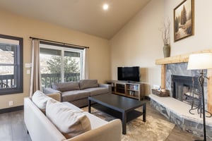 Spacious living room with entertainment center