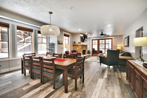 Hardwood floors throughout the main room, dining room opening up to the living room