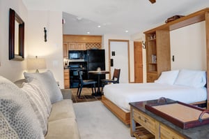 The living room with a queen murphy bed