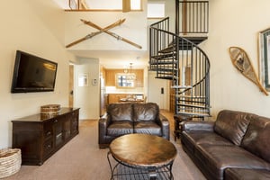 Spiral staircase leading to the loft area