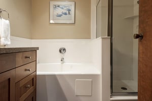Comfortable jetted tub in the bathroom