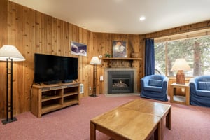 Flat screen TV and gas fireplace in the living room