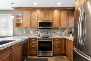 Stainless steel appliances in the kitchen