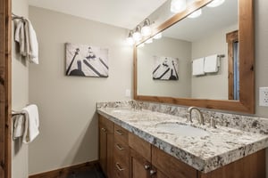 Granite countertop in the main bathroom