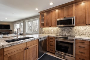 Stainless steel appliances in the kitchen