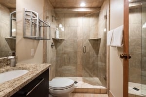 Second bath features a walkin tiled shower