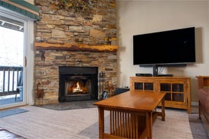 Cozy wood burning fireplace