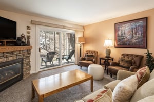 Rock fireplace in the living room