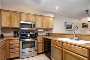 Fully equipped kitchen with stainlesssteel appliances