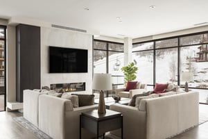 Panoramic mountain views from the living room overlooking Sunrise chairlift