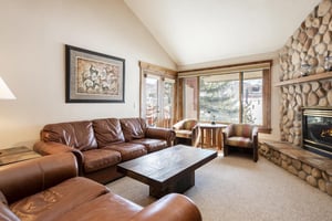 Expansive living room with vaulted ceilings
