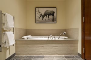 Jetted tub in the main bathroom