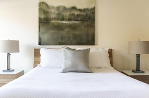 Comfortable queen bed in the guest bedroom