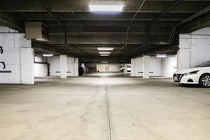 Private covered garage with elevator access