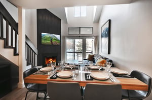Solid wood dining room table with seating for 6