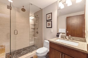 Lowell 402 bathroom with walk in shower.
