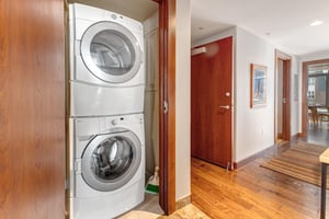 Stackable washer and dryer.