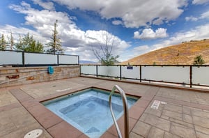 Lowell 402 hot tub in fall.