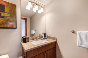 Lowell 402 bathroom with one sink vanity.