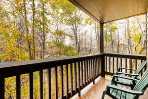 The private deck overlooking the forest in late fall.