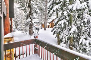The exterior of Aspen Hollow 6 covered with snow.
