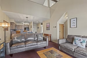 Snow Flower 127s living room with cozy couches and open concept.