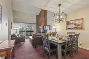Snow Flower 127s living room and open concept dining area.