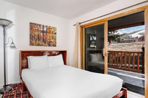 The living area has a doublesize murphy bed in the living area that can be separated with a freestanding accordion door.