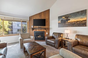 Snow Flower 79 has a living room with plentiful seating, flat screen TV and gas burning fireplace.