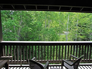 Private patio with views of the aspen trees in summer.