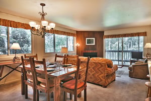 Dining and living room area, solid wood dining room table