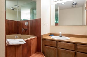 Guest bathroom with a jetted tub